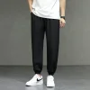 Ice silk casual pants, men's summer thin, loose, drape straight-leg Harem pants, men's sporty large-sized quick-drying wide-leg pants Specification image